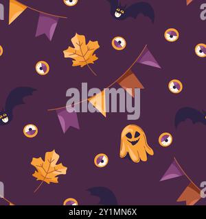 Dark Halloween Seamless Pattern Vector Illustrazione Vettoriale