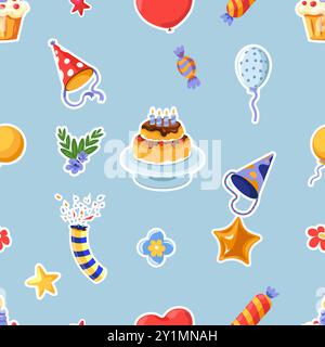 Motivo senza cuciture Vector per feste di compleanno Illustrazione Vettoriale