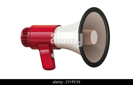 Megafono o altoparlante 3d realistico. Illustrazione vettoriale Illustrazione Vettoriale