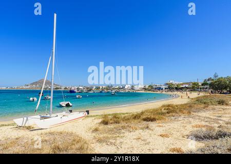 Zona meridionale per famiglie di Agia Anna Beach, Naxos Island, Cicladi, Grecia Foto Stock