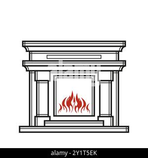 Icona traccia modificabile contorno forno. Insegna del caminetto. Illustrazione vettoriale. Icona della linea sottile per Web e dispositivi mobili, design moderno e minimalista. Illustrazione Vettoriale