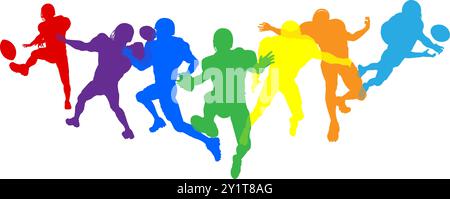 Silhouette giocatore di football americano Illustrazione Vettoriale