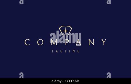 Logo Vector Golden con un'immagine astratta di un dente a forma di diamante con una stella. Illustrazione Vettoriale