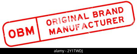 Marchio originale OBM rosso grunge marchio marchio marchio marchio originale timbro quadrato guarnizione in gomma su sfondo bianco Illustrazione Vettoriale
