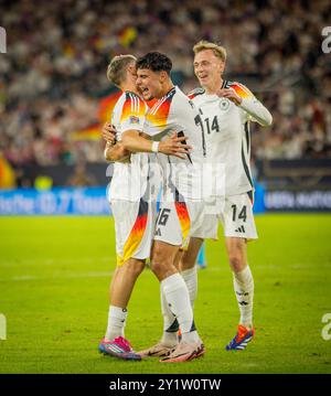 Duesseldorf, Germania. 7 settembre 2024. Torjubel: Florian Wirtz (DFB) Aleksandar Pavlovic (DFB) Maximilian Beier (DFB) Germania - Ungheria Deutschland - Foto Stock