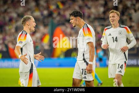 Duesseldorf, Germania. 7 settembre 2024. Torjubel: Florian Wirtz (DFB) Aleksandar Pavlovic (DFB) Maximilian Beier (DFB) Germania - Ungheria Deutschland - Foto Stock