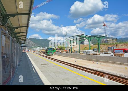 Nova Gorica, Slovenia - 7 settembre 2024. La storica stazione ferroviaria di Nova Gorica è soggetta a un supplemento di 1 milione di euro prima di ospitare la capitale europea della cultura nel 2025 Foto Stock
