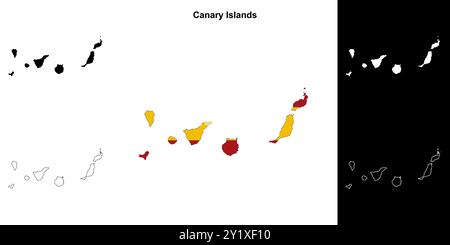 Isole Canarie vuoto mappa di contorno impostato Illustrazione Vettoriale