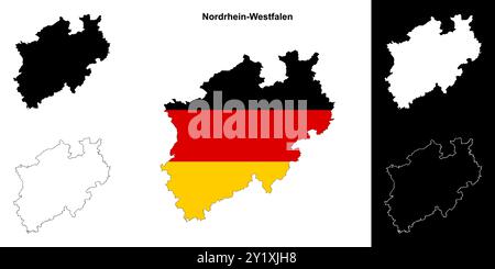 Set di mappe di stato Nordrhein-Westfalen Illustrazione Vettoriale