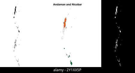 Insieme di mappe di stato delle Andamane e Nicobare Illustrazione Vettoriale