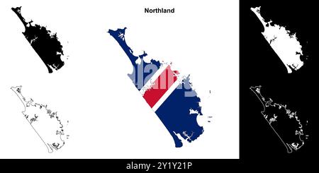 Set di mappe di contorno vuote Northland Illustrazione Vettoriale