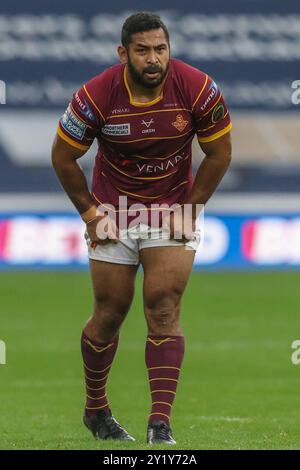 Emmanuel Waine dei London Broncos durante il Betfred Super League Round 25 partita Huddersfield Giants vs London Broncos al John Smith's Stadium, Huddersfield, Regno Unito, 8 settembre 2024 (foto di Alfie Cosgrove/News Images) Foto Stock