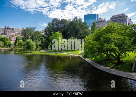 La Laguna è un piccolo lago nel Boston Common, che è un parco pubblico e giardino del Massachusetts Foto Stock