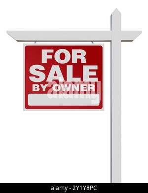 Cartello esposto a sinistra in vendita dal proprietario Immobiliare isolato su sfondo bianco. Foto Stock