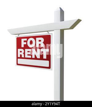 Lato sinistro di fronte per l'affitto di bene immobile segno isolato su uno sfondo bianco. Foto Stock