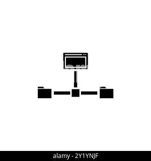 Trasferimento di file, icona del vettore piatto solido del sito condiviso isolata su sfondo bianco. Illustrazione Vettoriale