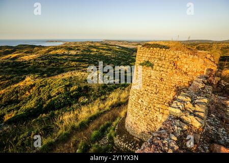 Castello di Santa Águeda - Sent Agaiz- , prima del 1232, comune di Ferrerías, Minorca, Isole Baleari, Spagna, Europa. Foto Stock