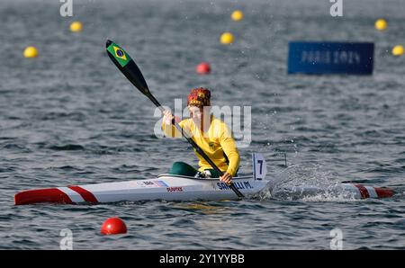 Parigi, Francia. 8 settembre 2024. Paralimpiadi 2024. Canoa da para. Stadio Olimpico Nautico. Parigi. Mari Santilli (BRA) alle Para Canoe Finals durante le Paralimpiadi di Parigi 2024 allo Stadio Nautico Olimpico, Francia. Crediti: Sport in foto/Alamy Live News Foto Stock