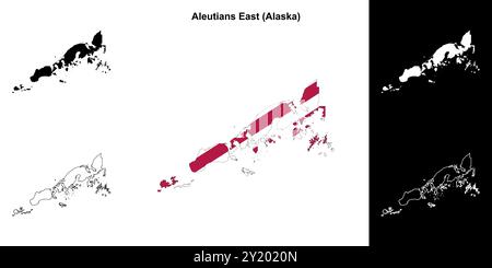 Aleutians East Borough (Alaska) delinea la mappa Illustrazione Vettoriale