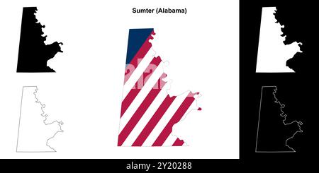 Sumter County (Alabama) - Set di mappe di contorno Illustrazione Vettoriale