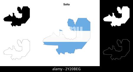 Set di mappe di sagoma della provincia di Salta Illustrazione Vettoriale