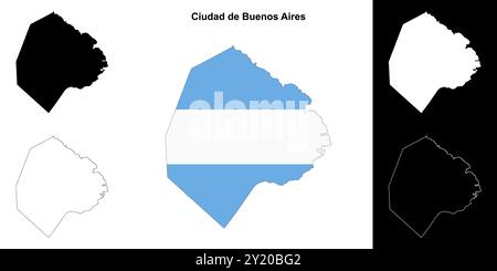 Set di mappe della provincia di Ciudad de Buenos Aires Illustrazione Vettoriale