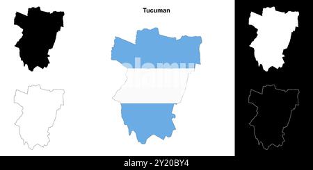 Set di mappe della provincia di Tucuman Illustrazione Vettoriale