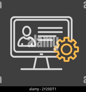 L'utente può personalizzare le impostazioni sul vettore del monitor su sfondo scuro. Personalizzazione dell'interfaccia utente, programmazione. Concetto di creazione e impostazione di pa personali Illustrazione Vettoriale