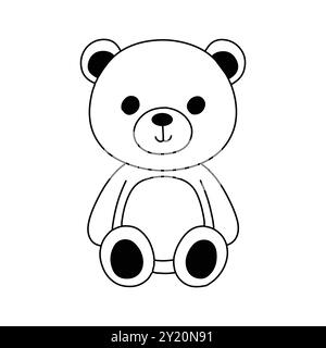 Adorabile modello a linea singola Bear Vector, simpatico giocattolo per peluche per l'arte dell'infanzia png san valentino e regali per bambini e semplice allegro cartone animato Illustrazione Vettoriale