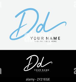 Logo D, lettera iniziale DD. Logo alfabetico DD firma scritta a mano Illustrazione Vettoriale
