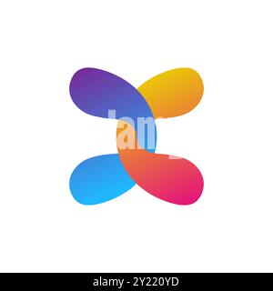 concetto del logo della catena di maglie con lettera x astratta, simbolo di connessione geometrica icona disegno vettoriale Illustrazione Vettoriale