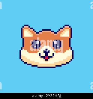 Illustrazione vettoriale di un cane carino con Pixel Art Design, perfetta per i design a tema delle risorse di gioco Illustrazione Vettoriale