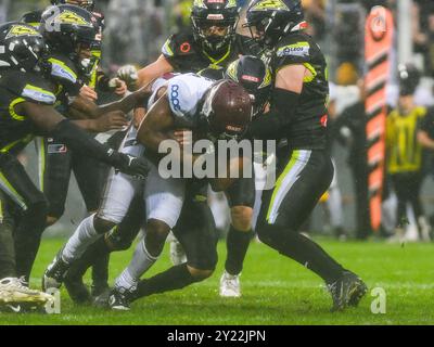 Kelvin McKnight Jr. (Rhein Fire #13), Stuttgart Surge vs. Rhein Fire, American Football, European League of Football, Halbfinale, Saison 2024, 08.09.2024, foto: EIBNER/Florian Schust Foto Stock