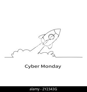 Line art del cyber Monday Illustrazione Vettoriale