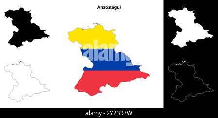 Insieme di mappe di contorno dello stato Anzoategui Illustrazione Vettoriale