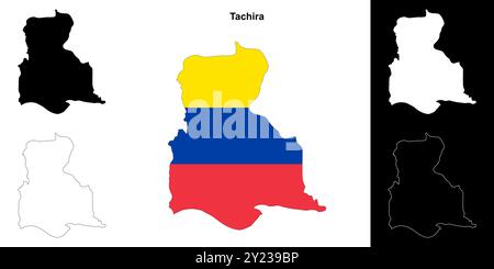 Set di mappe di contorno dello stato di Tachira Illustrazione Vettoriale