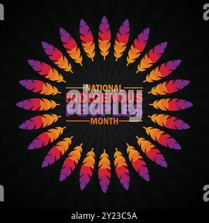 Mese dei popoli indigeni nazionali. Concetto di vacanza. Modello per sfondo, banner, scheda, poster con iscrizione di testo. Illustrazione vettoriale Illustrazione Vettoriale