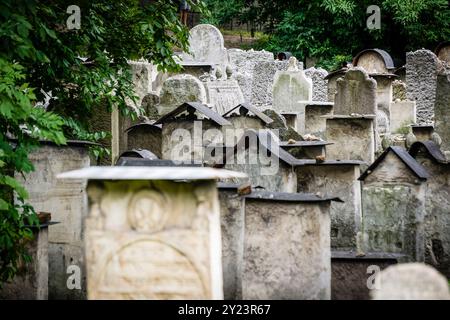 Cimitero di Remuh, XVI secolo, nucleo medievale di Kazimierz, centro storico degli ebrei, Cracovia, Polonia, Europa Foto Stock