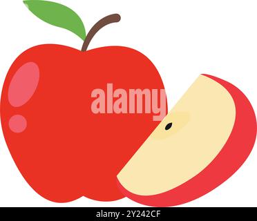 Apple con illustrazione del vettore di sezione Illustrazione Vettoriale
