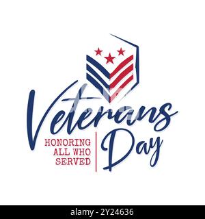 Sfondo del concept vintage Letter Happy Veterans Day. Illustrazione dello sfondo del concetto vettoriale Happy Veterans Day per il web design. Illustrazione vettoriale Illustrazione Vettoriale