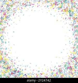 Numeri sparsi. Coloratissime cifre infantili che volano caotiche. Banner di matematica di ritorno a scuola su sfondo bianco. Illustrazione vettoriale dei numeri in caduta Illustrazione Vettoriale