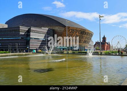 Wales Millennium Centre Cardiff Bay, Cardiff, Galles, UK. Foto Stock