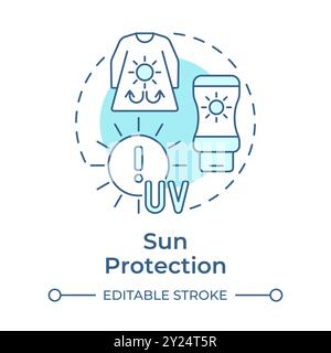 Icona Concept blu morbido protezione solare Illustrazione Vettoriale