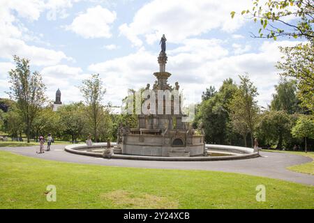 La Stewart Memorial Fountain a Kelvingrove Park, Glasgow, Scozia nel Regno Unito Foto Stock