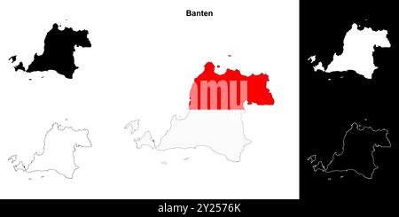 Set di mappe della provincia di Banten Illustrazione Vettoriale