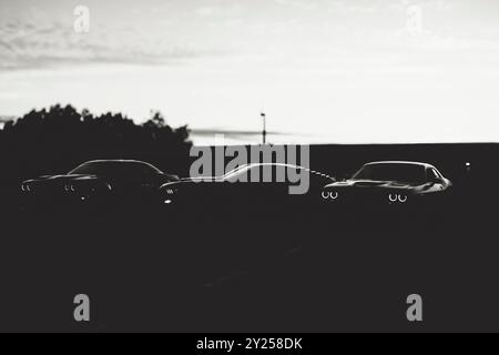 Muscle Cars in bianco e nero Foto Stock