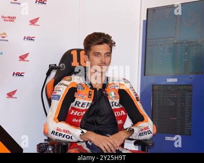 Misano Adriatico, Italia. 9 settembre 2024. 10 Luca Marini (Ita-Repsol Honda Team) durante il MotoGP test Lunedi al Misano World Circuit Marco Simoncelli il 9 settembre 2024 a Misano Adriatico, Italia. (Foto di Fabio Averna/Sipa USA) credito: SIPA USA/Alamy Live News Foto Stock