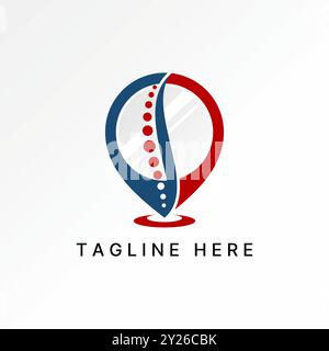 Design del logo concetto grafico materiale vettoriale creativo premium astratto posizione punto di puntamento spina dorsale del corpo relativo alla terapia clinica di massaggio casa Illustrazione Vettoriale