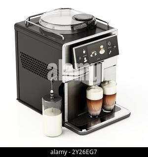 Macchina espresso isolata su sfondo bianco. Illustrazione 3D. Foto Stock