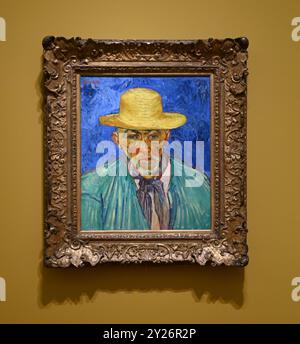 I GIRASOLI DI FILADELFIA SONO STATI LASCIATI INTIMAMENTE DAGLI AMICI DI VAN GOGH, IL SIGNOR E LA SIGNORA GINOUX AD ARLES E SONO STATI ACQUISTATI DA CARROL TYSON, DI CHETNUT HILL PHILADELPHIA NEL 1935, PRIMA DI ESSERE ACQUISTATO DAL PHILADELPHIA MUSEUM OF ART NEL 1963 . I GIRASOLI DI LONDRA FURONO INVIATI AL FRATELLO DI VAN GOGH THEO NEL MAGGIO 1889 E RIMASERO NELLA FAMIGLIA FINO AL LA NATIONAL GALLERY ACQUISTÒ LA FOTO NEL 1924 . LE DUE IMMAGINI NON SONO MAI STATE ESPOSTE INSIEME DA QUANDO ERANO NELLO STUDIO DELL'ARTISTA ALL'INIZIO DEL 1889. I DUE GIRASOLI SARANNO MOSTRATI FIANCHEGGIANDO LA BERCEUSE (1888) IL SUO RITRATTO SIMBOLICO DI UNA DONNA CON CORDONE CRADE Foto Stock